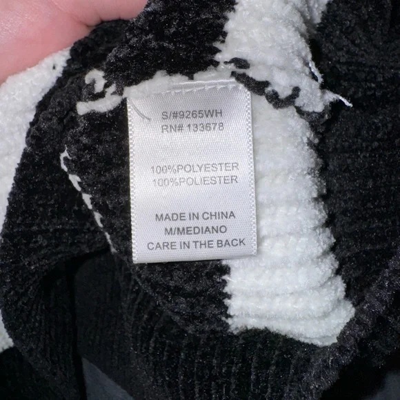 Women Black and White Striped Crewneck Sweater - Picture 4 of 4